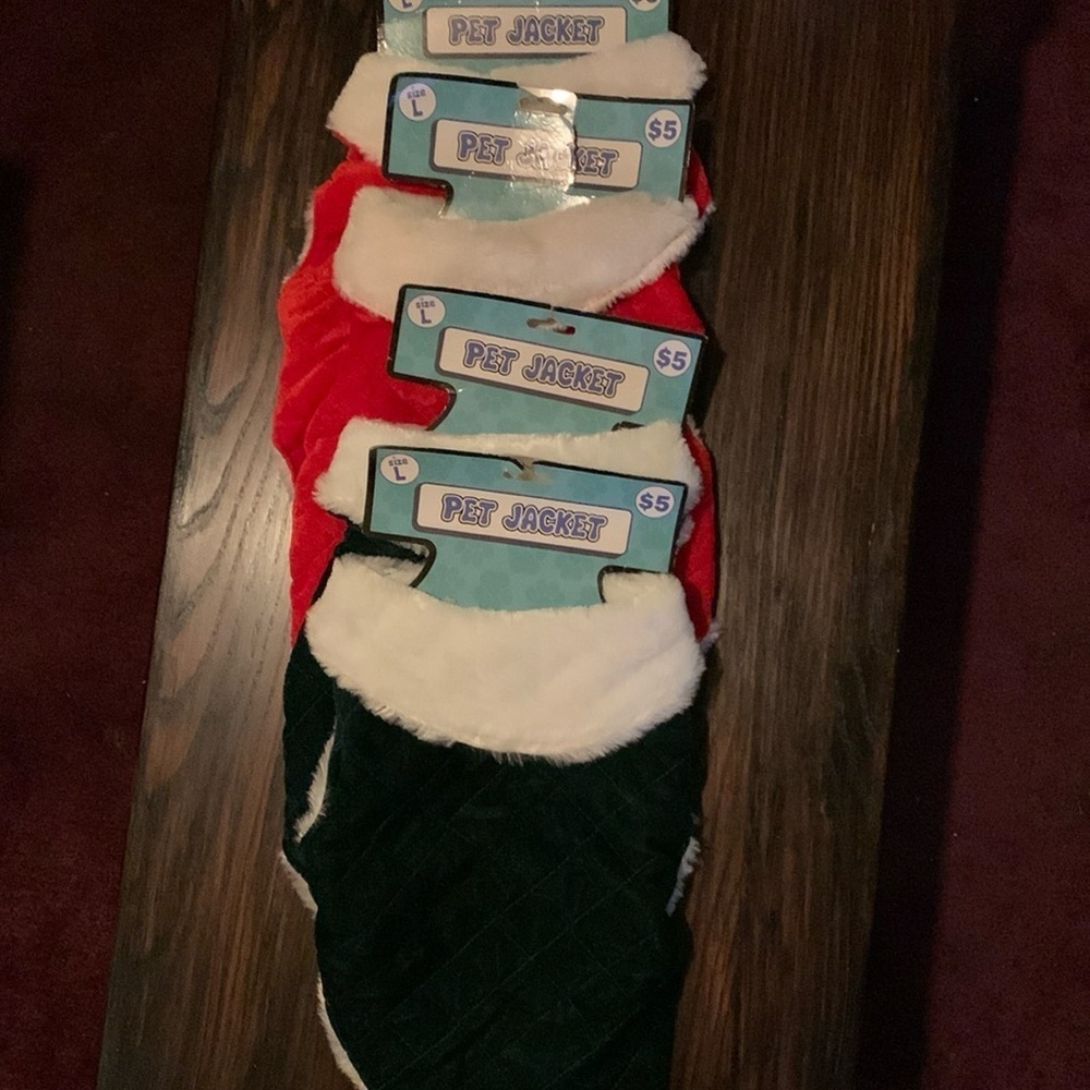 Lot of 4 Holiday Pet Jackets size lg